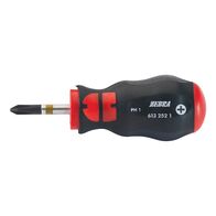 Screwdriver PH1 Short with Round Shank | 25mm Blade Length | Ergonomic Handle | Black Point Tip | by Wurth