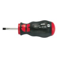 Slotted Screwdriver Short with Round Shank | Extra Short Shank | Chrome-Plated | Black Point Tip | by Wurth