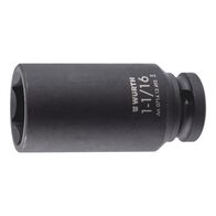 1/2 inch impact socket wrench, inch, hex., long