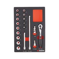 Socket Wrench Set 3/8 Inch | 19 Pieces | Carbon Finish | by Wurth