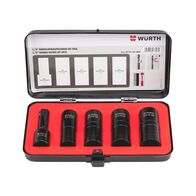 1/2 Inch Double Spiral Socket Set | 5-Piece Set | Impact Socket Design | Easy Removal of Damaged Fasteners | by Wurth