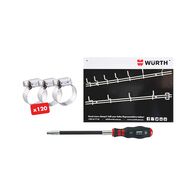 Power Seal Worm Drive Hose Clamp Set | 121 Pieces | Wall-Mountable Rack & Flex Screwdriver | by Wurth