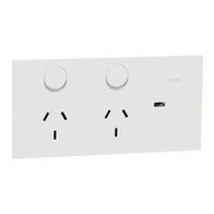 Double Switch Power Point with USB C Charger | Polished White Ceramic | 10A Rated | Horizontal Mount | @Each of 5 | by Clipsal