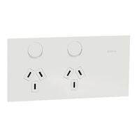 Double Switch Power Point | Horizontal Mount | 10A & 230V-240V | White Ceramic Finish | @Each of 1 | by Clipsal