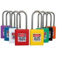 PADLOCK, PLASTIC, COLOUR CODED 50mm SHACKLE, PURPLE, HANG PK