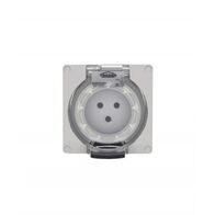 Socket Outlet IP66 10A 250V ac 3 Round Pin Grey