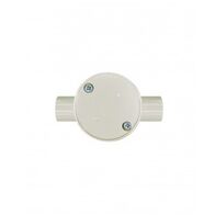 Junction Box Round 2 Way Through 20mm Shallow Medium Duty PVC Grey