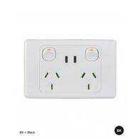 Power Point Switched 2 Gang 10A 250V With USB Charger Dual Integrated Type A & C 5V 1.7A 3.4A White