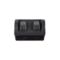 Power Point Weatherproof Double Outlet IP54 15A 250V ac Separate Circuit Double Pole Black