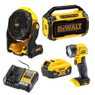 COMBI KIT, 3 PCE, SPEAKER, FAN LIGHT, 18v 5Ah BATT & CHARGER