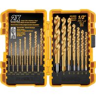 DRILL BIT SET, 21PC TITANIUM HSS, PILOT POINT, 1/16 - 1/2in