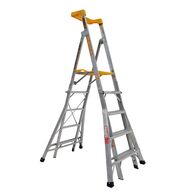 Compact height adjustable platform ladder 5-6-7-8 Step Aluminium 150kg Industrial