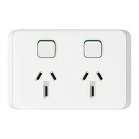 15A Horizontal Twin Power Point | 250V Rated | Durable Polycarbonate | Vivid White | @Pack of 1 | by Clipsal
