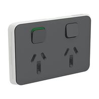 Horizontal Twin Socket Switch 10A 250V | Durable Polycarbonate | Easy to Clean | @Pack of 1 | by GAF