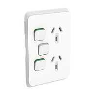 SKIN Socket SWVERTTWN 1EXSW | Durable Polycarbonate | Vertical Twin Design | Vivid White Finish | by Clipsal
