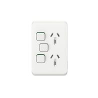 Twin Vertical Switched Power Point | 10A, 250V AC | Robust Polycarbonate | Easy Installation | @Pack of 1 | by Clipsal