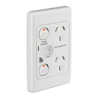 GPO DBL PA Neon & RCD Label | Double Power Point | 10A, 250V AC | Flush Mount | @Pack of 1 | by Clipsal