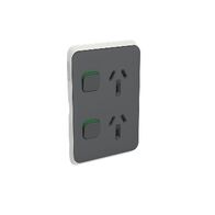Vertical Twin Switch Skin 10A 250V | Compatible with Clipsal Iconic 3025 | Durable Polycarbonate | Vivid White Finish | by Clipsal