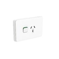Single Vertical Switched Socket 10A 250V | Vivid White Finish | Durable Polycarbonate | by Clipsal