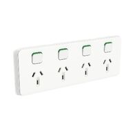 Clipsal Iconic Quad Power Point Skin | Vivid White Finish | UV Stabilised Polycarbonate | Tool-Free Installation | by Clipsal