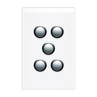 5 Gang Push Button LED Switch | Integrated Blue LED Indicators | Modern Design | @Pack of 1 | by Clipsal