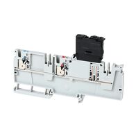 PUSH-IN TERM 4mm P/DIST 1 RED 1 BLUE FUSE BLOCK END GREY