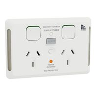 Medilec twin switched socket outlet with integrated 10mA RCD protection