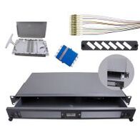 1RU Sliding Fibre Enclosure Kit 48 LC Quad SM Pigtails MSS Data