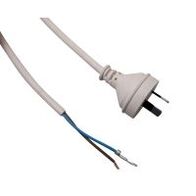 Plug and Cord 2 Pin 7.5A White 2m Cabac