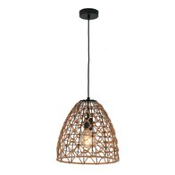 Pendant ES Ellipse Hemp Rope Black Hardware 300mm CLA Lighting