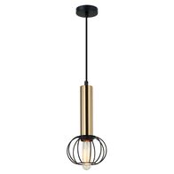 Pendant ES Round Cage Antique Brass Black 150mm CLA Lighting
