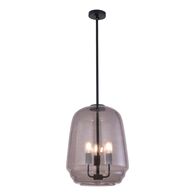 Pendant 3 Light ES Smokey Glass Pyramid Black 400mm CLA Lighting