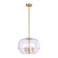 Pendant 3 Light ES Wine Glass Clear Brass 400mm CLA Lighting