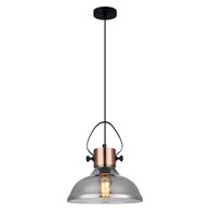 Pendant Light ES Smoke Glass Dome Copper 250mm CLA Lighting