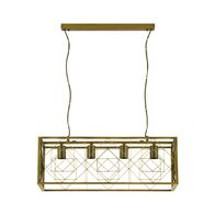 Pendant 4 Light ES Rectangular Cage Brass 630mm CLA Lighting