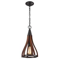 Pendant Light ES Small Bell Dark Red Wood 226mm CLA Lighting