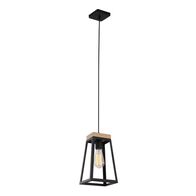 Pendant Light ES Trapezium Wood Matt Black 170mm CLA Lighting