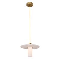 Pendant SES White Alabaster Cylinder Brass 200mm CLA Lighting
