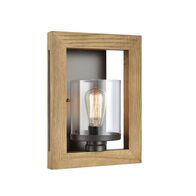 Wall Light ES Rectangular Chestnut Wood Clear Glass CLA Lighting