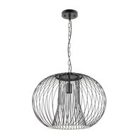 Pendant Light ES Round Cage Iron Matt Black 500mm CLA Lighting