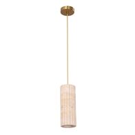 Pendant Light ES Oblong Beige Travertine Brass 100mm CLA Lighting