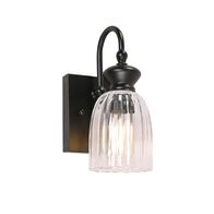 Wall Light ES 1 Light Ellipse Glass Black 120mm CLA Lighting