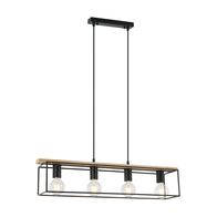Pendant 4 Light ES Rectangular Wood Black 800mm CLA Lighting