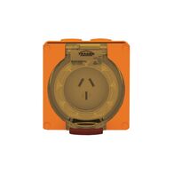 Socket Outlet IP66 20A 250V 3 Flat Pin Buffalo Orange Trader