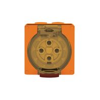 Socket Outlet IP66 40A 500V 4 Round Pin Buffalo Orange Trader