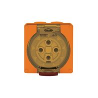 Socket Outlet IP66 50A 500V 4 Round Pin Buffalo Orange Trader