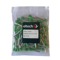 Single Cord End Ferrule 6mm² x 25mm Green Pack of 100 Eltech
