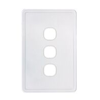 Switch Plate Glass 3 Gang Grid & Cover Senoa White Trader
