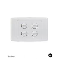 Switch Horizontal 4 Gang 10AX 16A 250V Cougar Black Trader