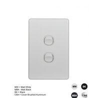 Switch Vertical 2 Gang Slim 10AX Flat Cat Matt Black Trader